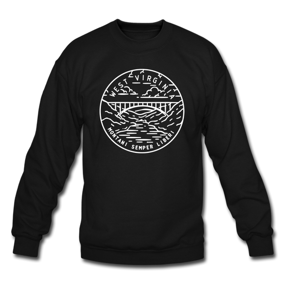 West Virginia Sweatshirt - State Design West Virginia Crewneck Sweatshirt - black