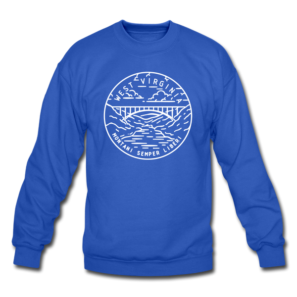 West Virginia Sweatshirt - State Design West Virginia Crewneck Sweatshirt - royal blue