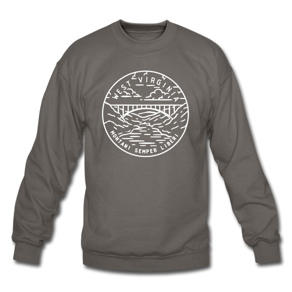 West Virginia Sweatshirt - State Design West Virginia Crewneck Sweatshirt - asphalt gray