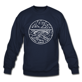 West Virginia Sweatshirt - State Design West Virginia Crewneck Sweatshirt - navy