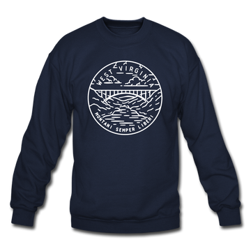 West Virginia Sweatshirt - State Design West Virginia Crewneck Sweatshirt - navy