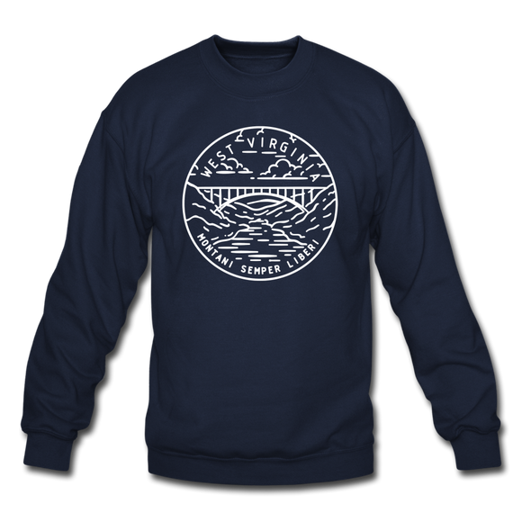 West Virginia Sweatshirt - State Design West Virginia Crewneck Sweatshirt - navy