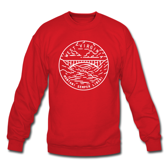 West Virginia Sweatshirt - State Design West Virginia Crewneck Sweatshirt - red