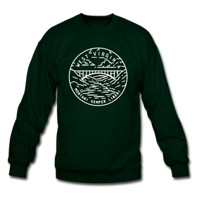 West Virginia Sweatshirt - State Design West Virginia Crewneck Sweatshirt - forest green