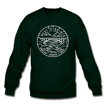 West Virginia Sweatshirt - State Design West Virginia Crewneck Sweatshirt - forest green