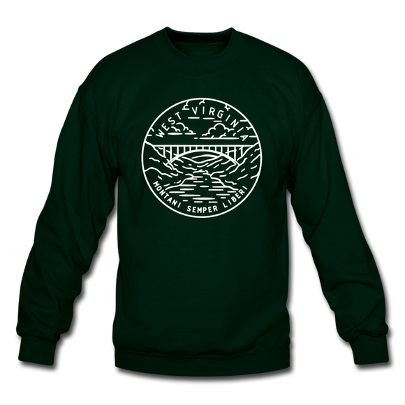 West Virginia Sweatshirt - State Design West Virginia Crewneck Sweatshirt - forest green