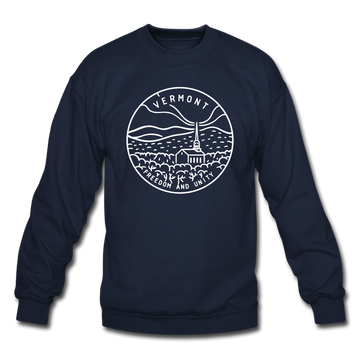 Vermont Sweatshirt - State Design Vermont Crewneck Sweatshirt - navy