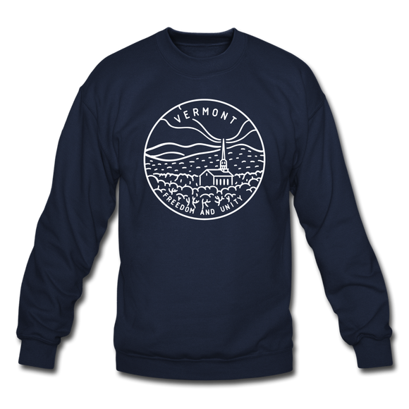 Vermont Sweatshirt - State Design Vermont Crewneck Sweatshirt - navy