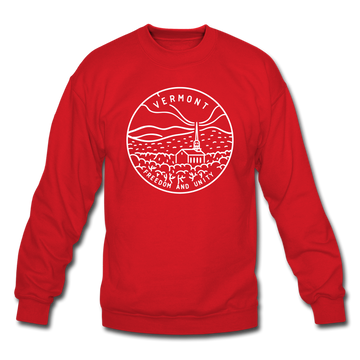 Vermont Sweatshirt - State Design Vermont Crewneck Sweatshirt - red