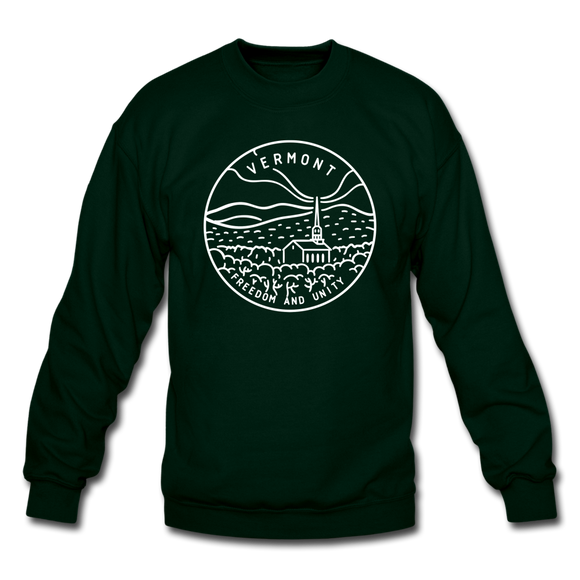 Vermont Sweatshirt - State Design Vermont Crewneck Sweatshirt - forest green