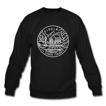 Virginia Sweatshirt - State Design Virginia Crewneck Sweatshirt - black
