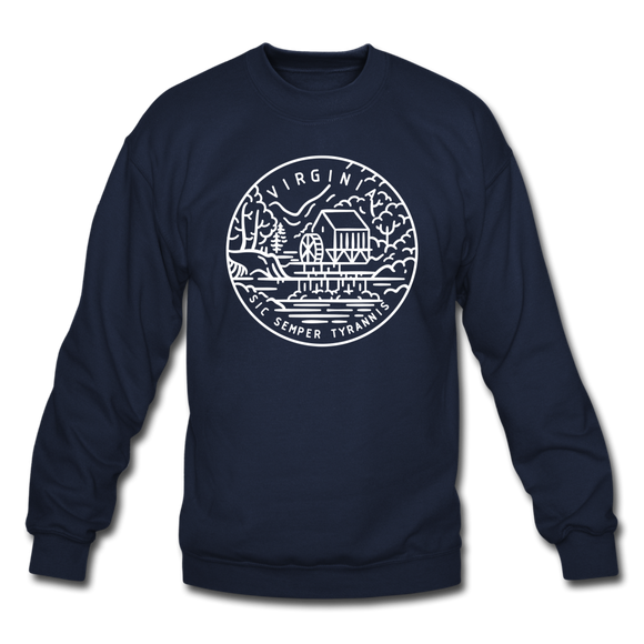 Virginia Sweatshirt - State Design Virginia Crewneck Sweatshirt - navy