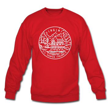 Virginia Sweatshirt - State Design Virginia Crewneck Sweatshirt - red