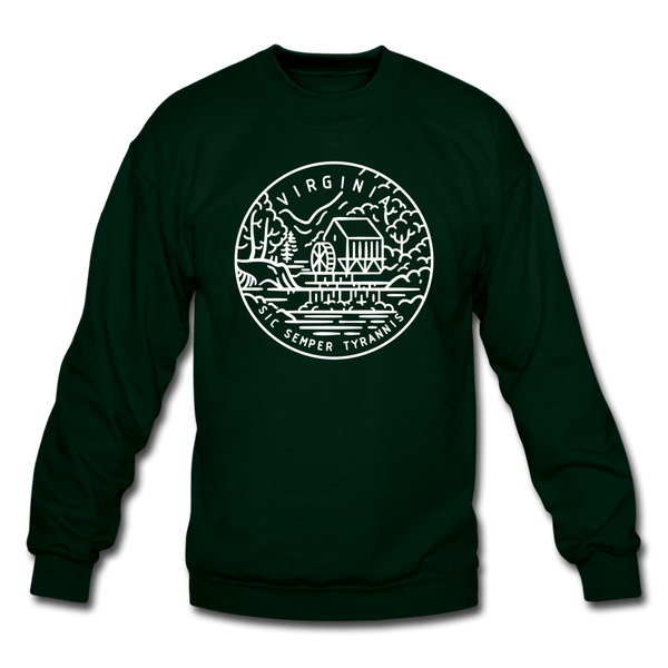 Virginia Sweatshirt - State Design Virginia Crewneck Sweatshirt - forest green