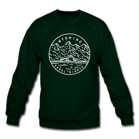 Wyoming Sweatshirt - State Design Wyoming Crewneck Sweatshirt - forest green