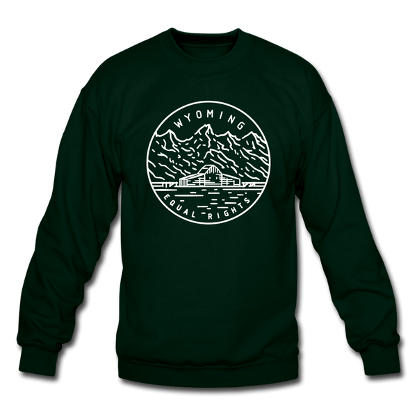 Wyoming Sweatshirt - State Design Wyoming Crewneck Sweatshirt - forest green