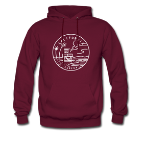 California Hoodie - State Design Unisex California Hooded Sweatshirt - burgundy
