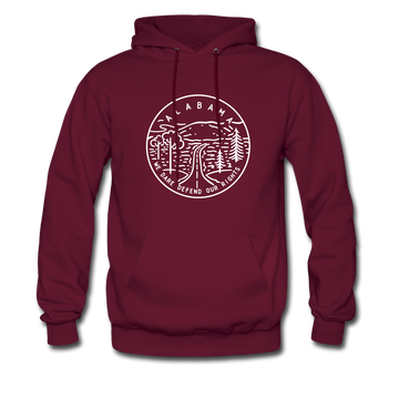 Alabama Hoodie - State Design Unisex Alabama Hooded Sweatshirt - burgundy