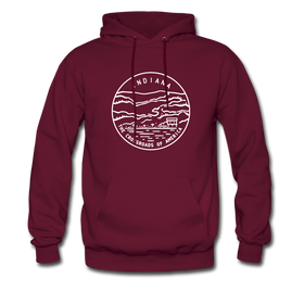 Indiana Hoodie - State Design Unisex Indiana Hooded Sweatshirt - burgundy
