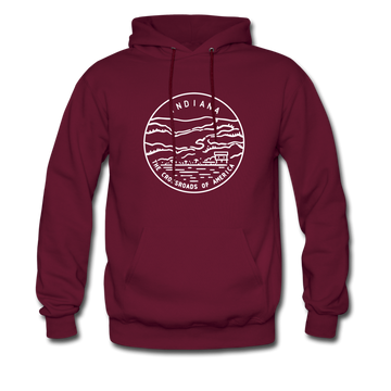 Indiana Hoodie - State Design Unisex Indiana Hooded Sweatshirt - burgundy