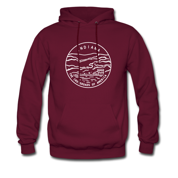 Indiana Hoodie - State Design Unisex Indiana Hooded Sweatshirt - burgundy