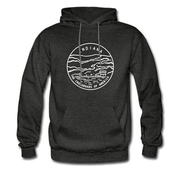 Indiana Hoodie - State Design Unisex Indiana Hooded Sweatshirt - charcoal gray