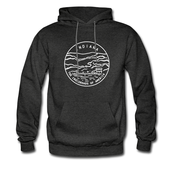 Indiana Hoodie - State Design Unisex Indiana Hooded Sweatshirt - charcoal gray