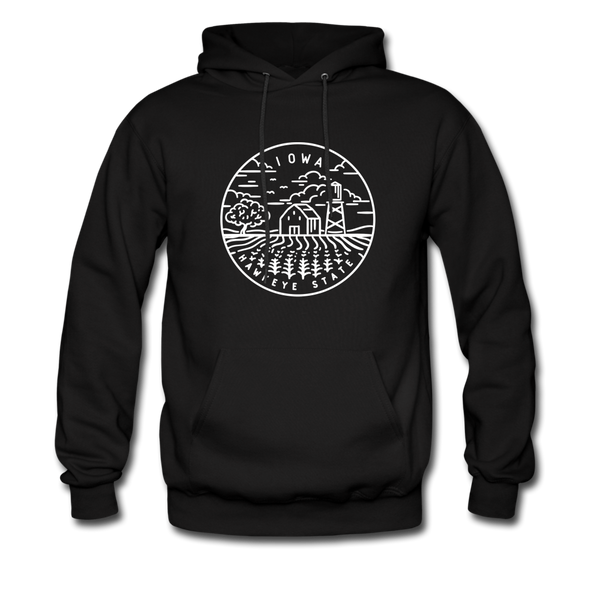 Iowa Hoodie - State Design Unisex Iowa Hooded Sweatshirt - black