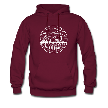 Iowa Hoodie - State Design Unisex Iowa Hooded Sweatshirt - burgundy