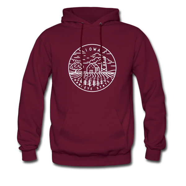 Iowa Hoodie - State Design Unisex Iowa Hooded Sweatshirt - burgundy