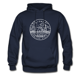 Iowa Hoodie - State Design Unisex Iowa Hooded Sweatshirt - navy