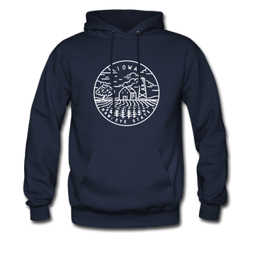 Iowa Hoodie - State Design Unisex Iowa Hooded Sweatshirt - navy
