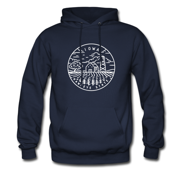 Iowa Hoodie - State Design Unisex Iowa Hooded Sweatshirt - navy