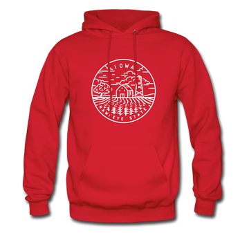 Iowa Hoodie - State Design Unisex Iowa Hooded Sweatshirt - red