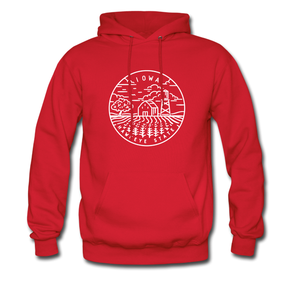 Iowa Hoodie - State Design Unisex Iowa Hooded Sweatshirt - red