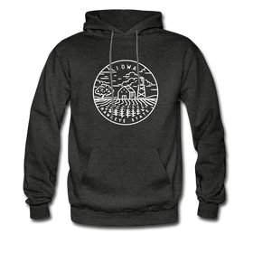 Iowa Hoodie - State Design Unisex Iowa Hooded Sweatshirt - charcoal gray