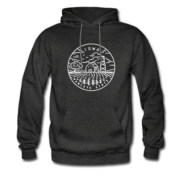 Iowa Hoodie - State Design Unisex Iowa Hooded Sweatshirt - charcoal gray