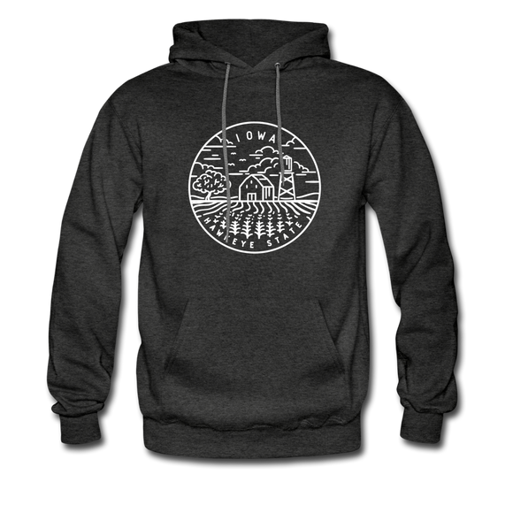 Iowa Hoodie - State Design Unisex Iowa Hooded Sweatshirt - charcoal gray