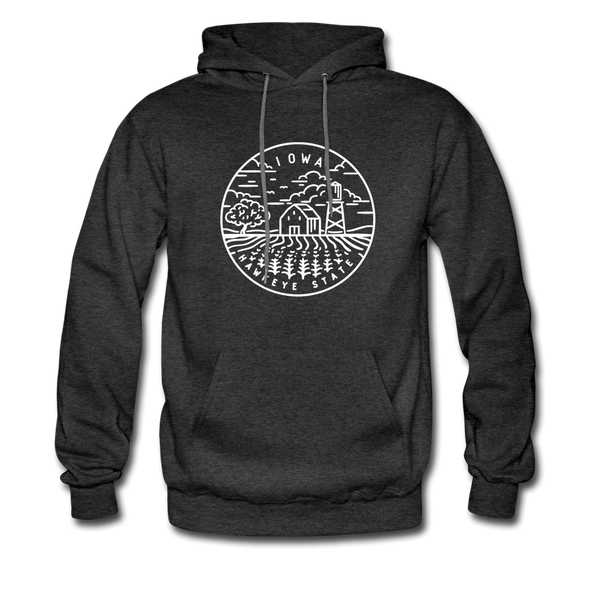 Iowa Hoodie - State Design Unisex Iowa Hooded Sweatshirt - charcoal gray