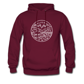 Alaska Hoodie - State Design Unisex Alaska Hooded Sweatshirt - burgundy