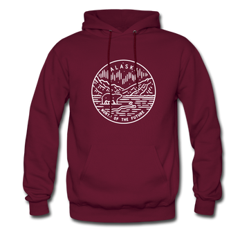 Alaska Hoodie - State Design Unisex Alaska Hooded Sweatshirt - burgundy
