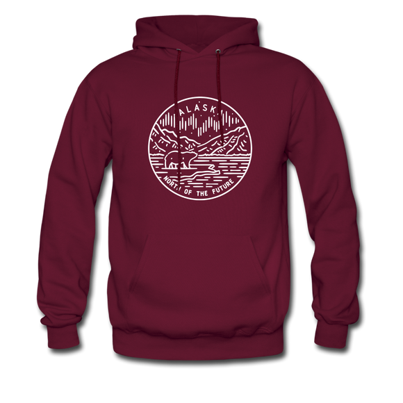 Alaska Hoodie - State Design Unisex Alaska Hooded Sweatshirt - burgundy