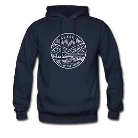 Alaska Hoodie - State Design Unisex Alaska Hooded Sweatshirt - navy