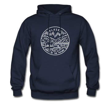 Alaska Hoodie - State Design Unisex Alaska Hooded Sweatshirt - navy