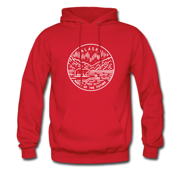 Alaska Hoodie - State Design Unisex Alaska Hooded Sweatshirt - red