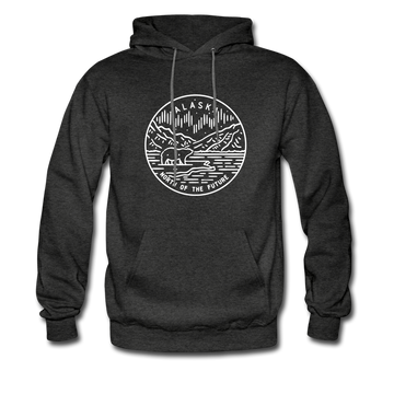 Alaska Hoodie - State Design Unisex Alaska Hooded Sweatshirt - charcoal gray
