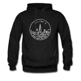 Illinois Hoodie - State Design Unisex Illinois Hooded Sweatshirt - black