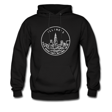 Illinois Hoodie - State Design Unisex Illinois Hooded Sweatshirt - black