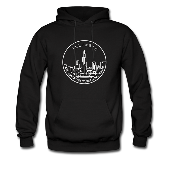 Illinois Hoodie - State Design Unisex Illinois Hooded Sweatshirt - black