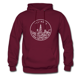 Illinois Hoodie - State Design Unisex Illinois Hooded Sweatshirt - burgundy